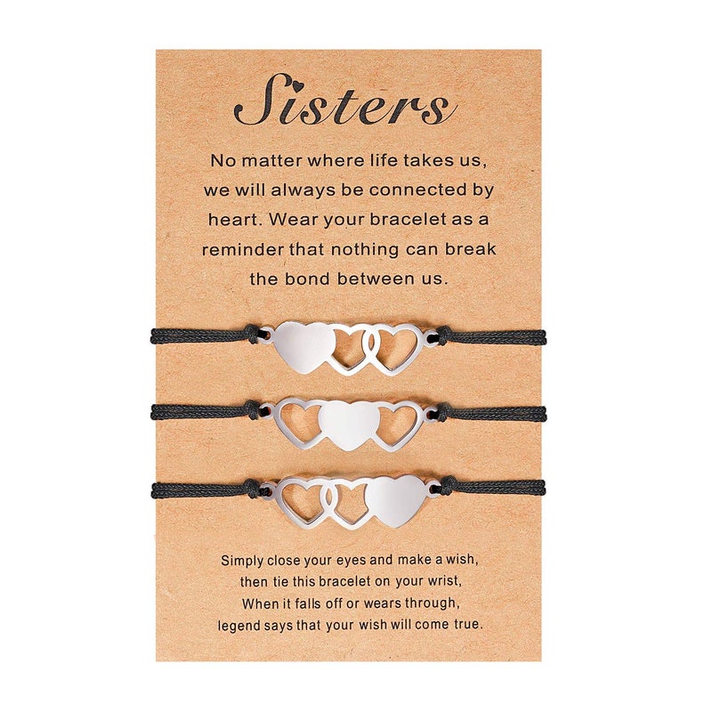 UNGENT THEM 3 Sisters Gifts from Sister Bracelet Galentines Valentines Day Birthday Christmas Gifts for Sister Women Teen Girls - Image 1